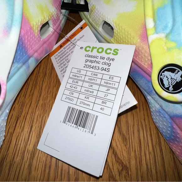 Crocs Tie Dye Clogs Mens 10 Paint Splatter Classic Colorful Roomy Slippers M10 - Picture 7 of 7